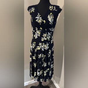 Ralph Lauren Navy and Yellow Floral Maxi Dress •country club aesthetic• Size 6